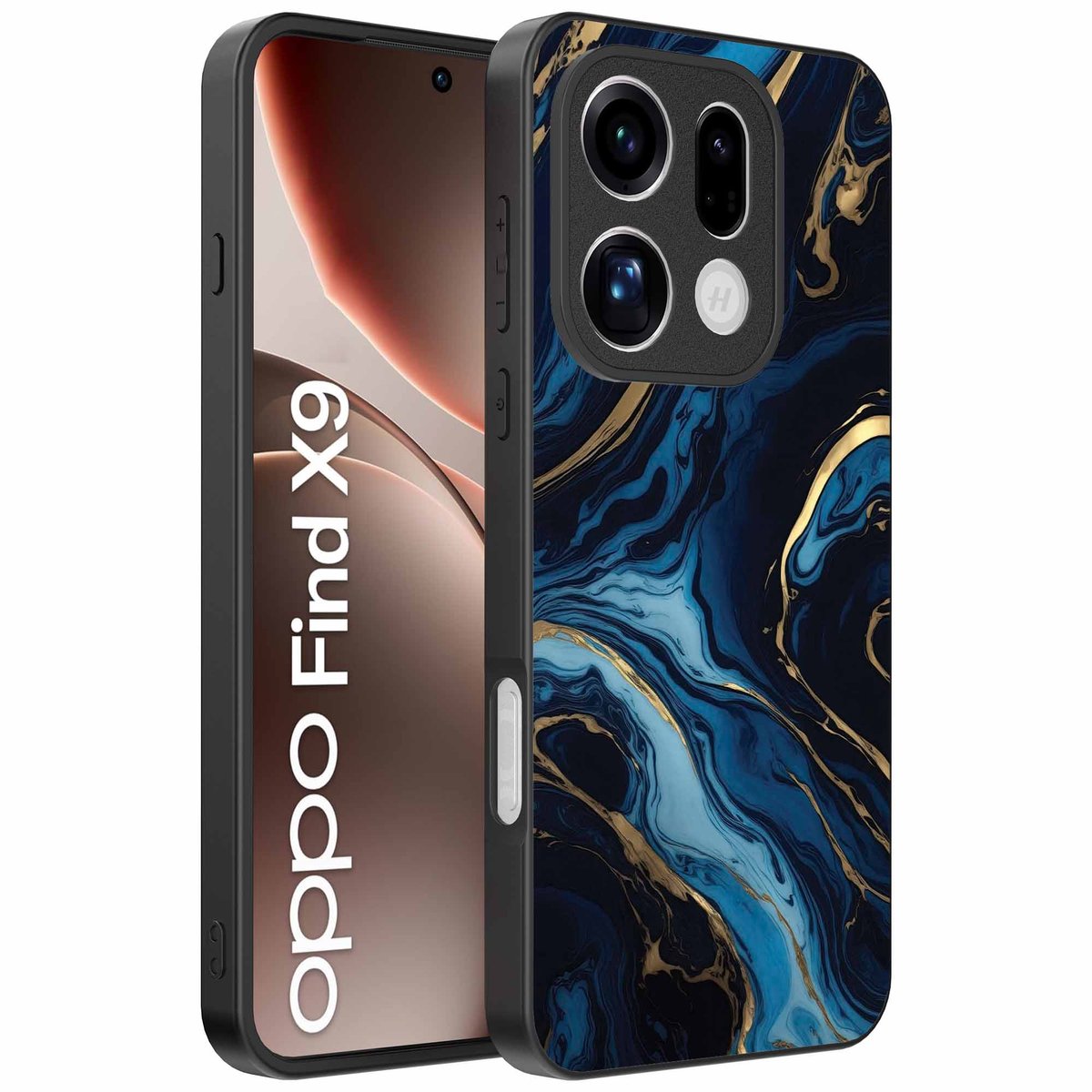 Geschikt voor Oppo Find X9 Telefoonhoesje met marmer opdruk - TPU backcover case gold blue marble design - Goud Blauw - Smartphonica geschikt voor Oppo Find X9
