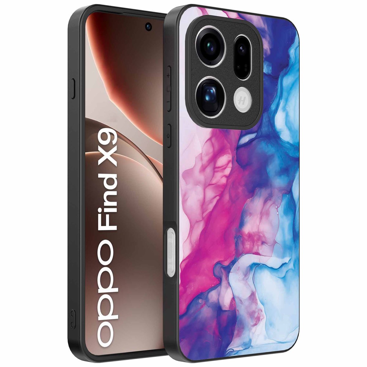 Geschikt voor Oppo Find X9 Telefoonhoesje met Roze Blauw Marmer Opdruk - TPU Backcover Case Rose Blue Marble Design - Smartphonica geschikt voor Oppo Find X9