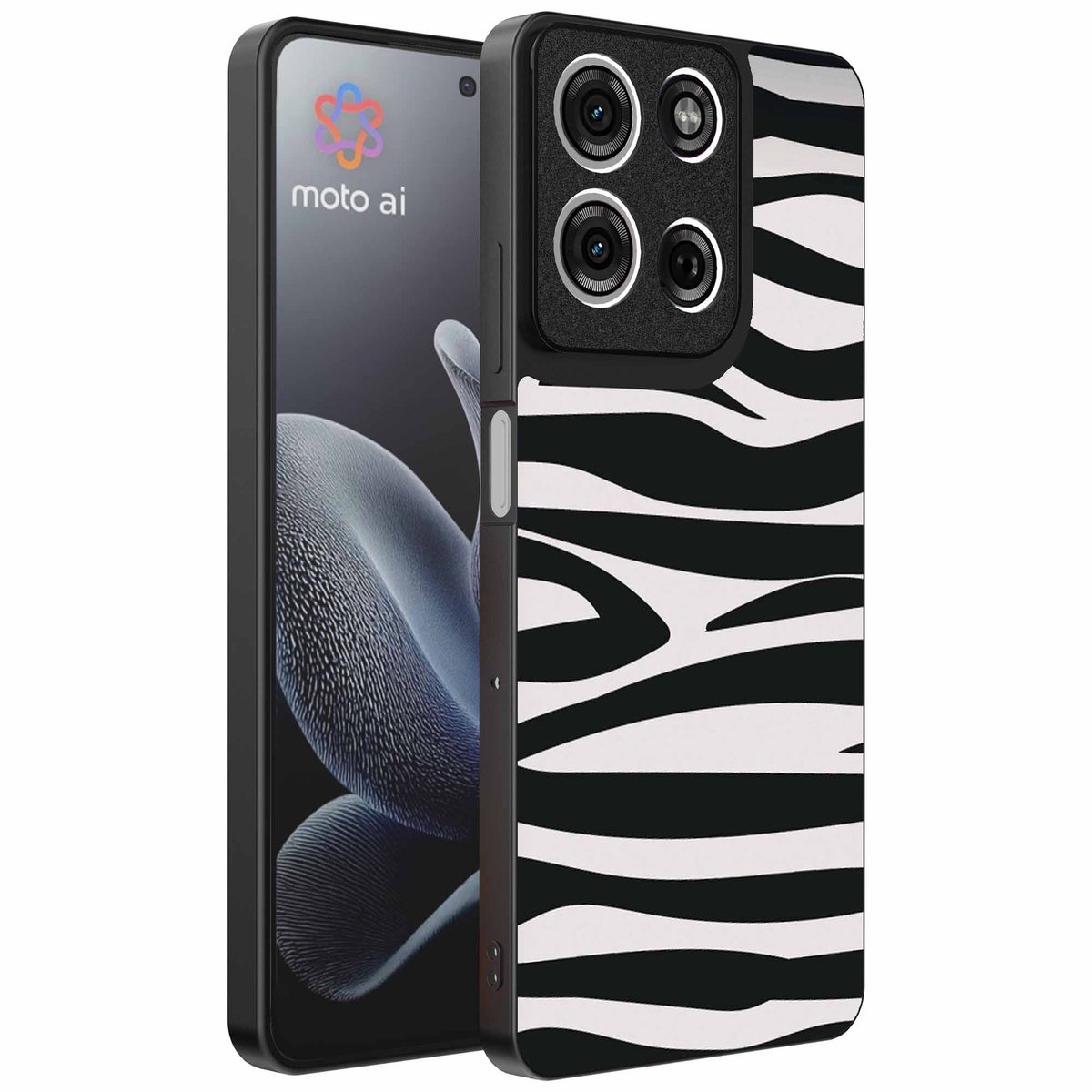 Geschikt voor Motorola Edge 70 Telefoonhoesje met zebra opdruk - TPU backcover case zebra design - Zwart Wit - Smartphonica geschikt voor Motorola Edge 70