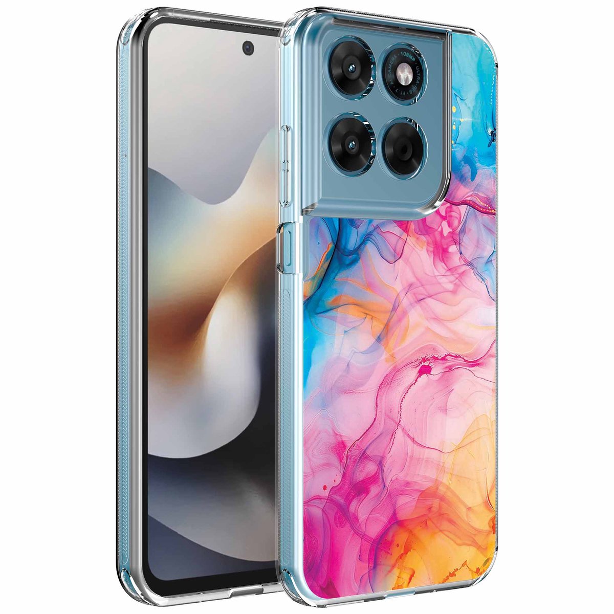 Smartphonica Geschikt voor Motorola Moto G56 Telefoonhoesje met Regenboog Acryl Marmer opdruk - Draadloos op te laden - Shockproof Siliconen TPU Strong Case - Sterk Schokbestendig Telefoonhoesje geschikt voor Motorola Moto G56