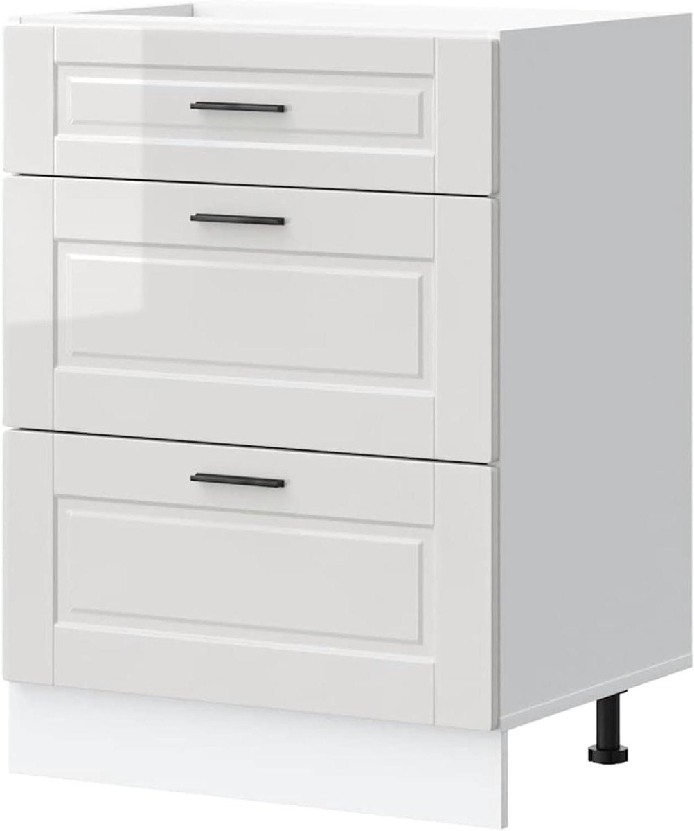 Keukenonderkast - Modulaire kast - Keukenopslag organiseren - Hoogglans afwerking - 60 x 46 x 81.5 cm - Wit