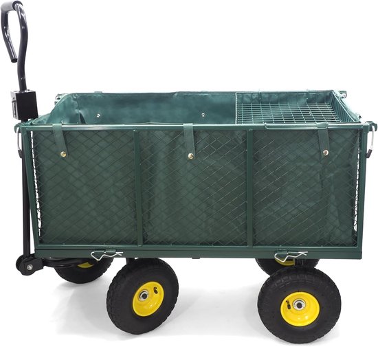 Opvouwbare bolderkar - Tuinwagen transportwagen - Zwaar transport buiten - 500 kg draagkracht - 175 liter volume - Groen van Opvouwbare Bolderkar — afbeelding 2