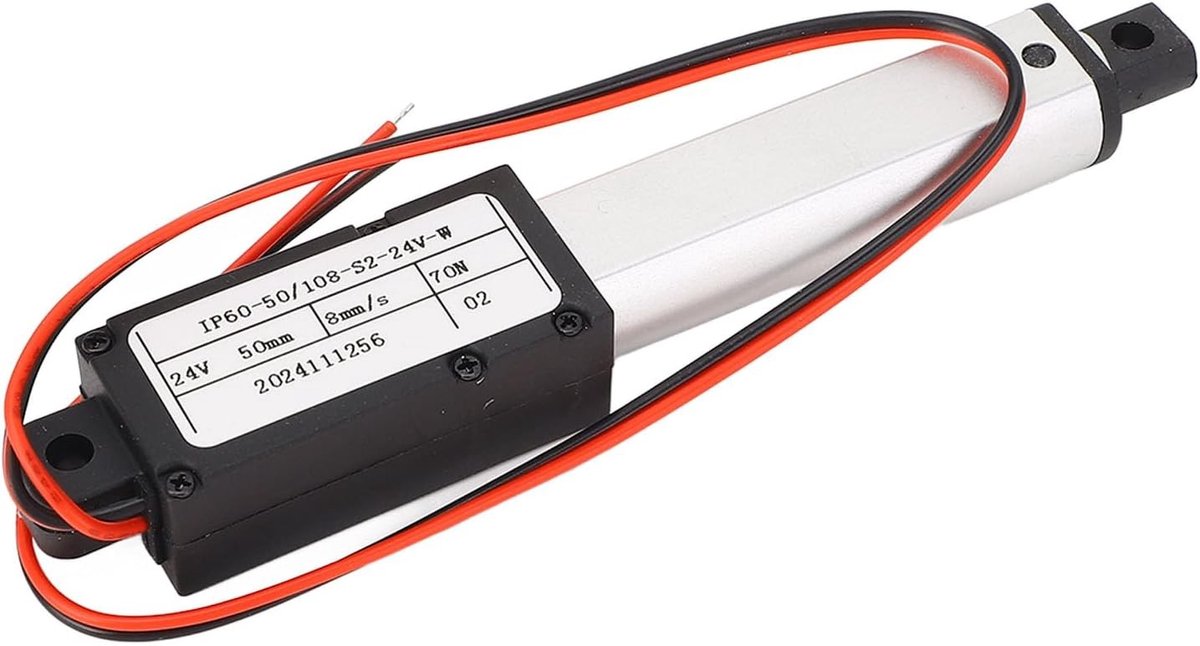 Mini Elektrische Lineaire Actuator 24V DC met 50mm Slag en 70N Duwkracht voor Geluidsarme Toepassingen en Raamopeners
