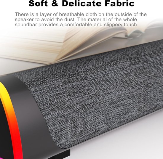 Computerluidsprekers Soundbar - Draadloos Audio - Film Kijken - Kleurrijke LED Verlichting - 30 Graden - Grijs — afbeelding 4