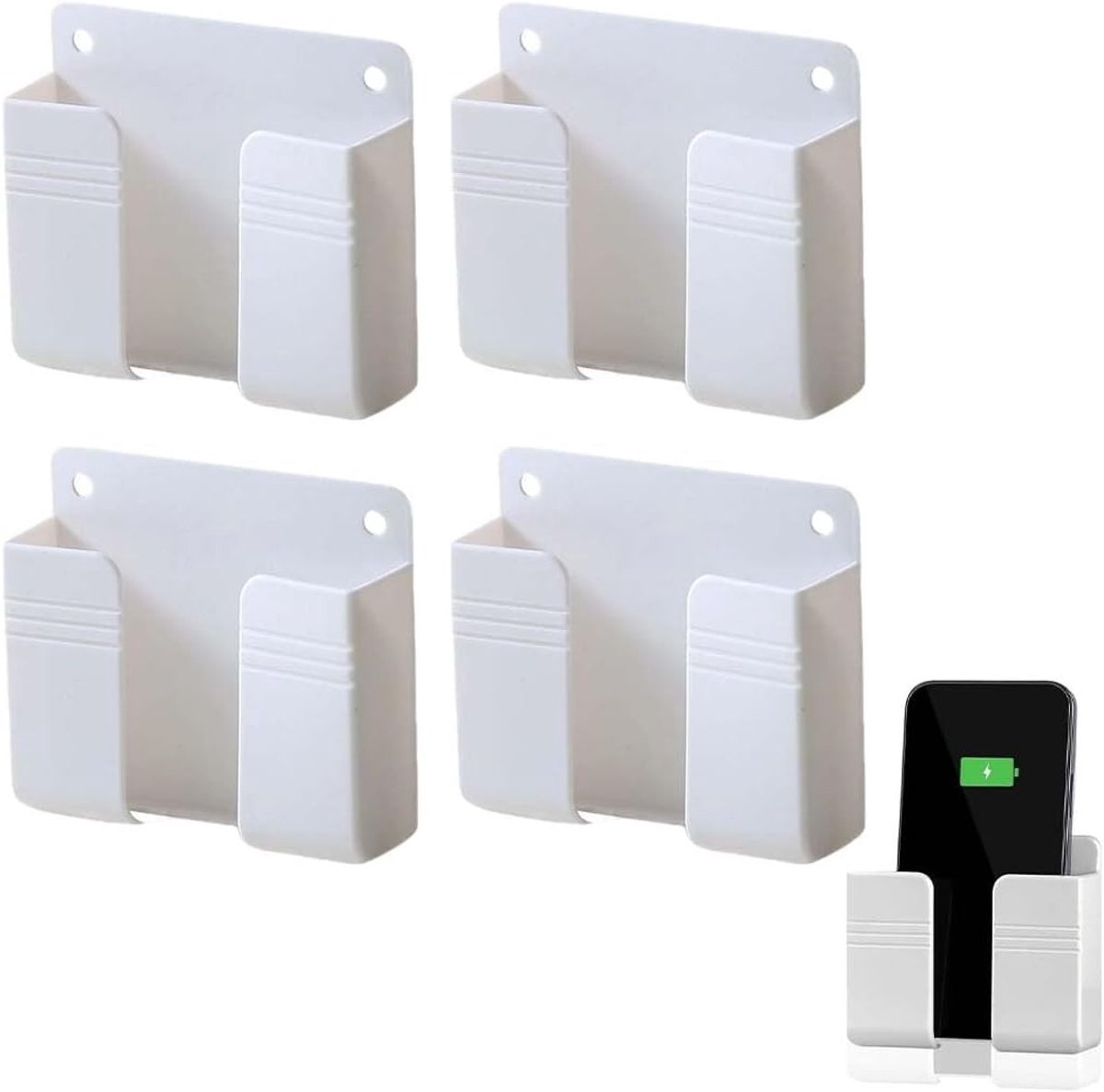 4-delige Wandhouder voor Telefoon in Badkamer, Keuken of Douche - Praktische Organizer voor Smartphone