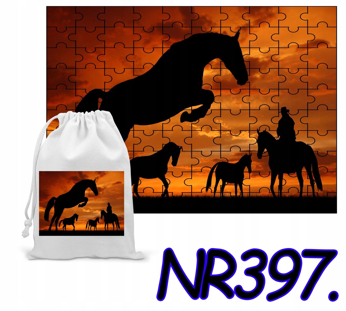 252 Stuk Kinderpuzzel Paarden & Pony's met Bedrukte Opbergzak