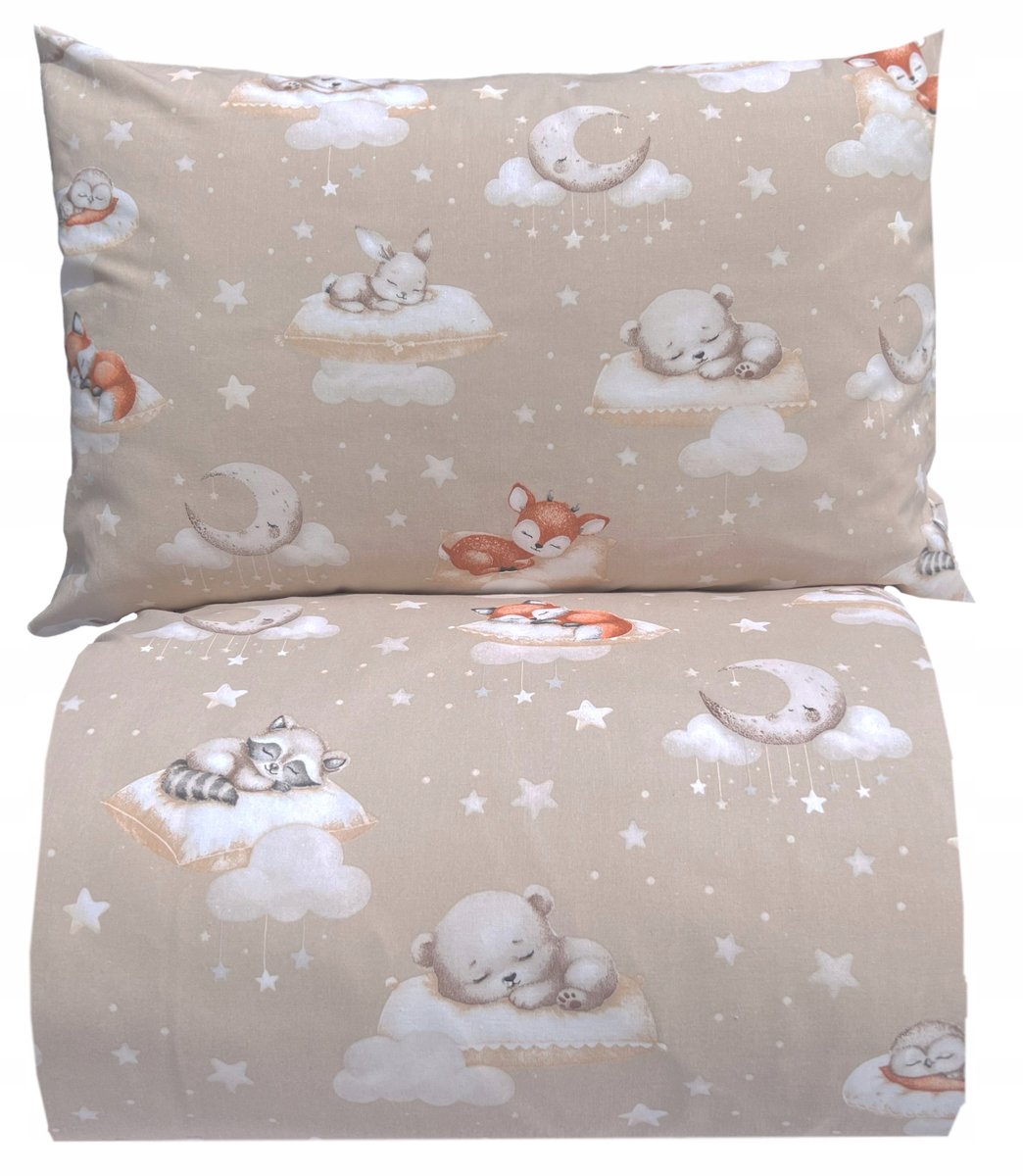 Kinderbeddengoed 140x200cm - Slapende Dieren - Beige Katoen