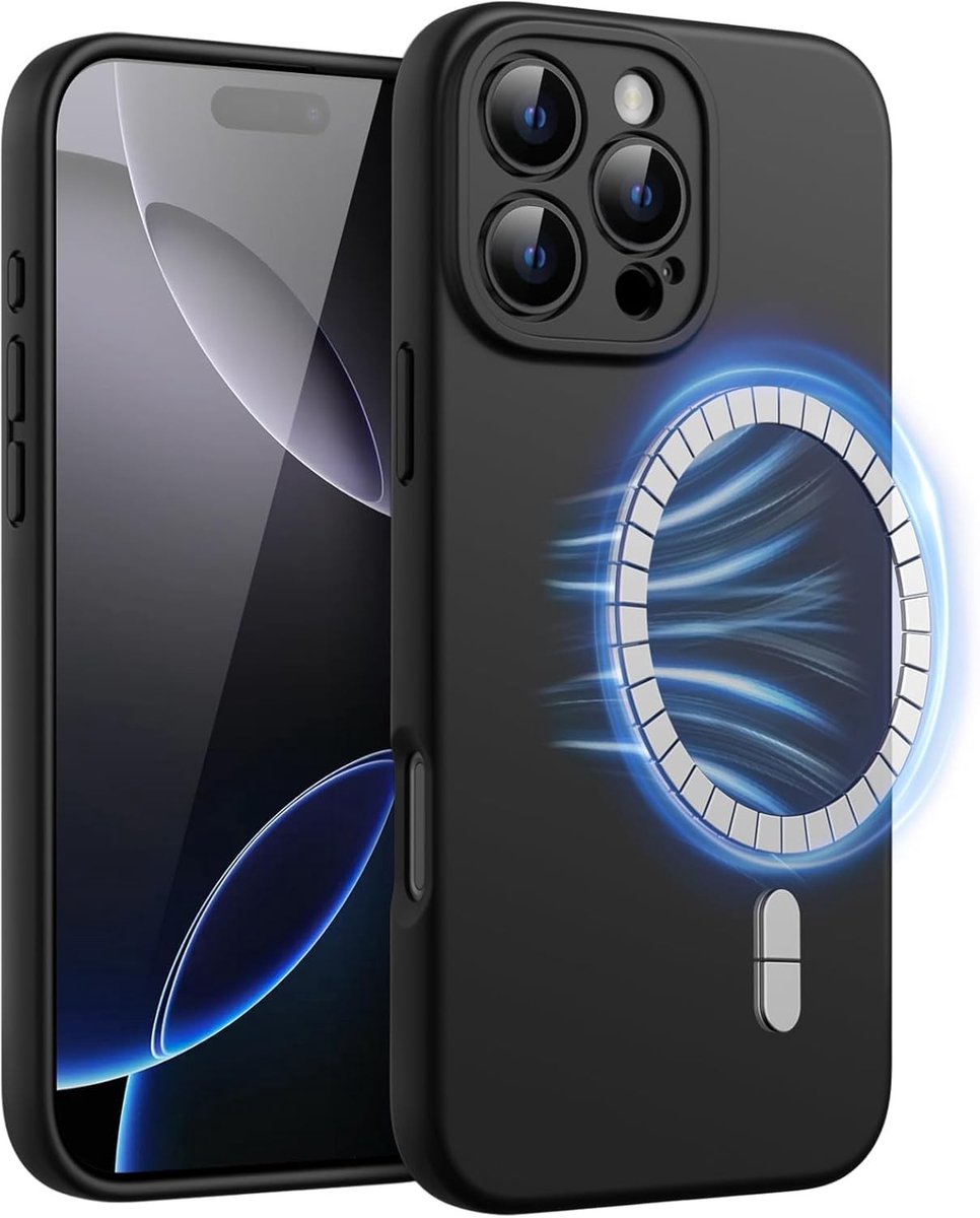 Zwarte Magnetische Siliconen Hoes voor iPhone 16 Pro Max met Sterke Bescherming en Stijlvol Ontwerp