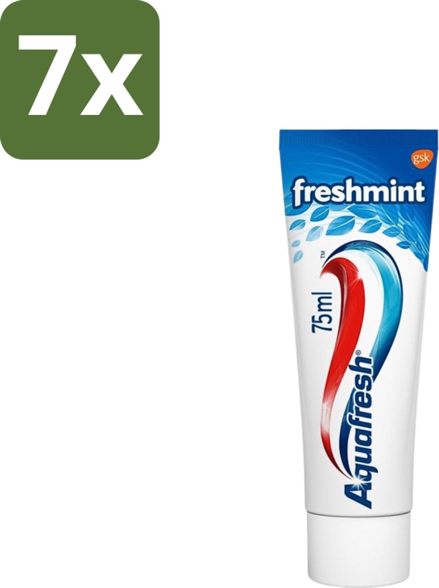 7 x Aquafresh Tandpasta Freshmint Frisse Adem 75 ml - Tandpasta - Frisse Adem - Suikerzuurbescherming - Gaatjesbescherming - Tandvleesbescherming
