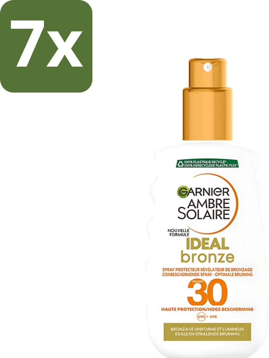 7 x Garnier - Ambre Solaire - Ideal Bronze - Zonnebrandspray - SPF 30 - 200 ml - Zonbescherming - Bruining - Zonnebrand - SPF 30 - Huidbescherming