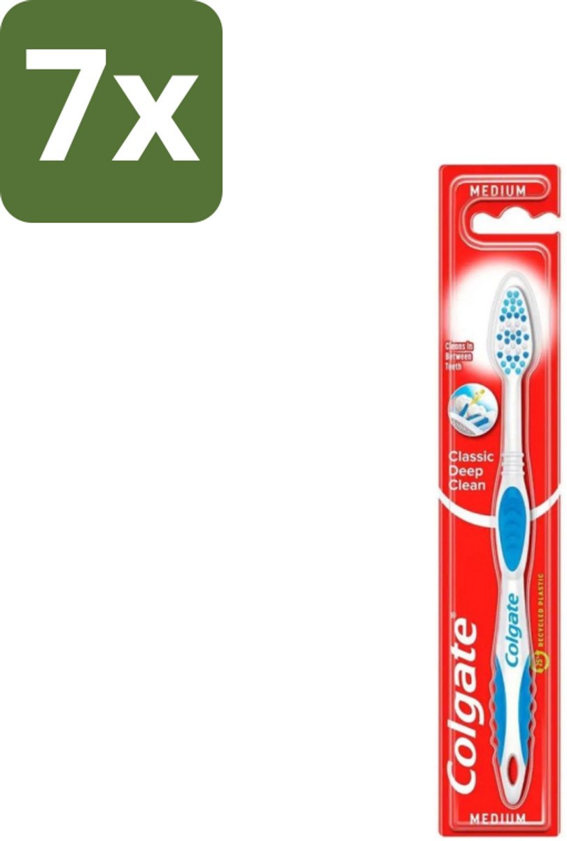 7 x Colgate - Tandenborstel - Classic Deep Clean Medium - 1 Tandenborstel - Tandenborstel - Mondgezondheid - Tandenborstel Reiniging - Tandplak Verwijderen - Etensresten Verwijderen