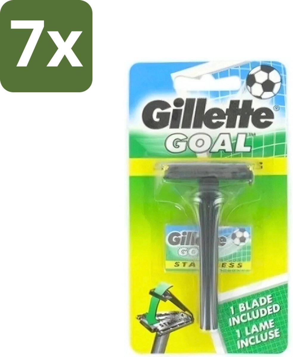 7 x Gillette - Goal - Scheerset - Stainless Steel - Duurzaam en scherp - 1 Scheermesje - Scheermes - Mesjes - Scheersysteem - Gillette Goal - Stainless Steel