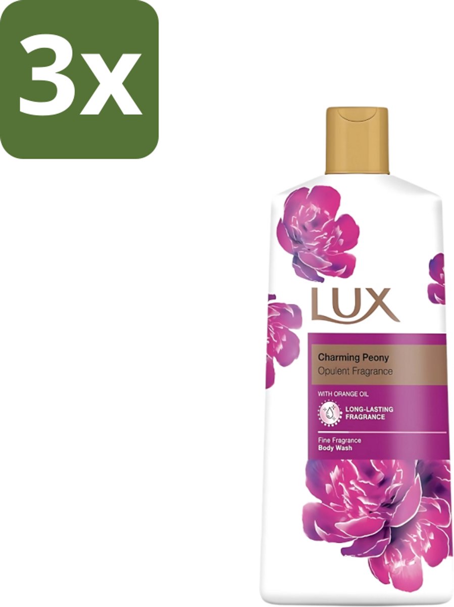 3 x Lux - Body Wash - Charming Peony - Verzorgende Douchegel - Langdurend - 600 ml - Body Wash - Pioenroos Geur - Verzorgende Douchegel - Langdurige Geur - Hydraterende Body Wash