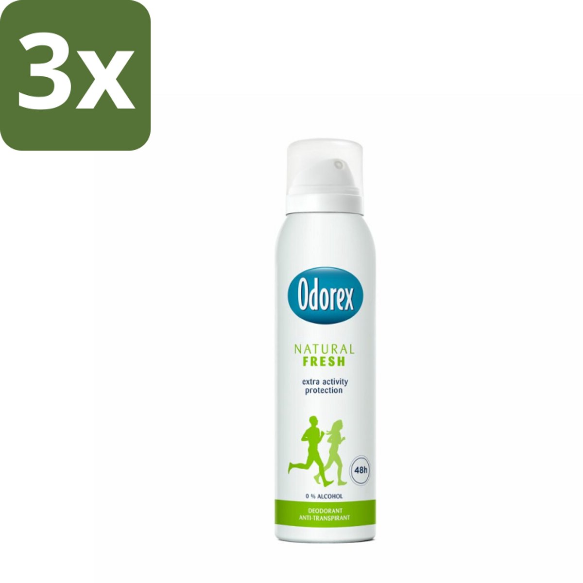 3 x Odorex Deodorant Spray Natural Fresh 150 ml - Deodorant Spray - Natuurlijke Frisheid - Alcoholvrije Deodorant - Huidvriendelijk - Dermatologisch Getest