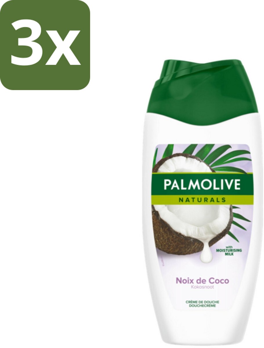 3 x Palmolive Naturals - Douchecrème - Kokosnoot - 250 ml - Douchegel Kokos - Douchecrème Kokos - Kokos Geur - Hydraterende Douchegel - Verzorgende Douchegel