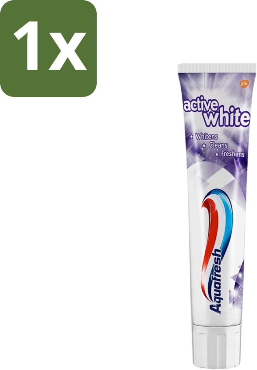 1 x Aquafresh - Tandpasta - Whitening - Stralend Witte Tanden - 100 ml - Tandpasta Whitening - Stralende Tanden - Witte Tanden - Frisse Adem - Tandplak Verwijderen
