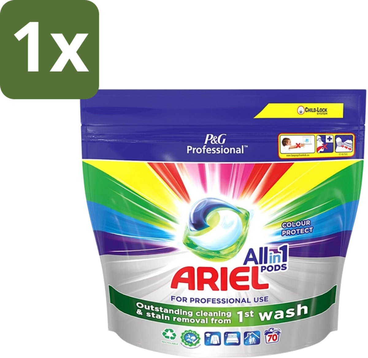 1 x Ariel - Color - All-In-1 Wasmiddel Pods - Beschermt Kleuren - 70 Wasbeurten - Wasmiddel - Wasmiddel Pods - Kleurbescherming - Wasmiddel Voor Gekleurd Was - Wasmiddel Voor 30°C