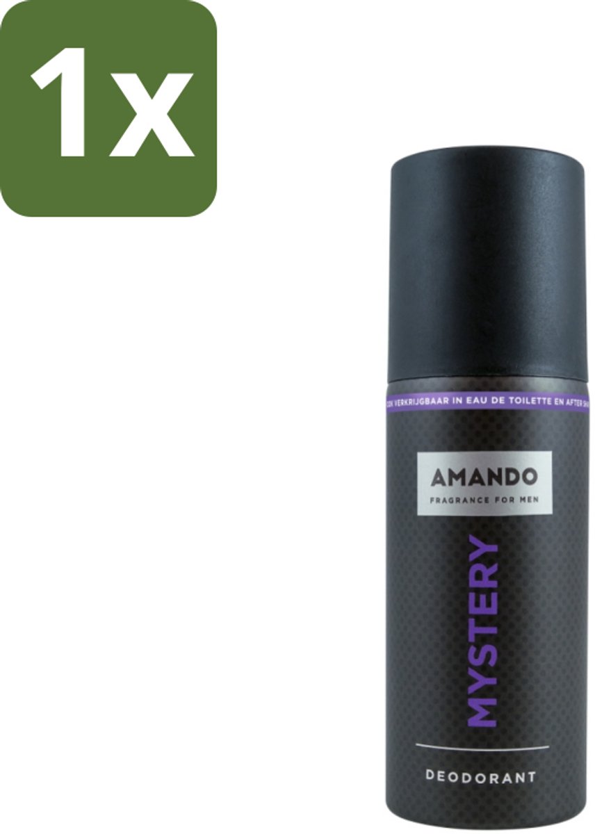 1 x Amando - Mystery - Deodorant - Spray - 150 ml - Mystery Deodorant Spray - Mannelijke Geur - Kruiden Geur - Vanille Geur - Deodorant Spray
