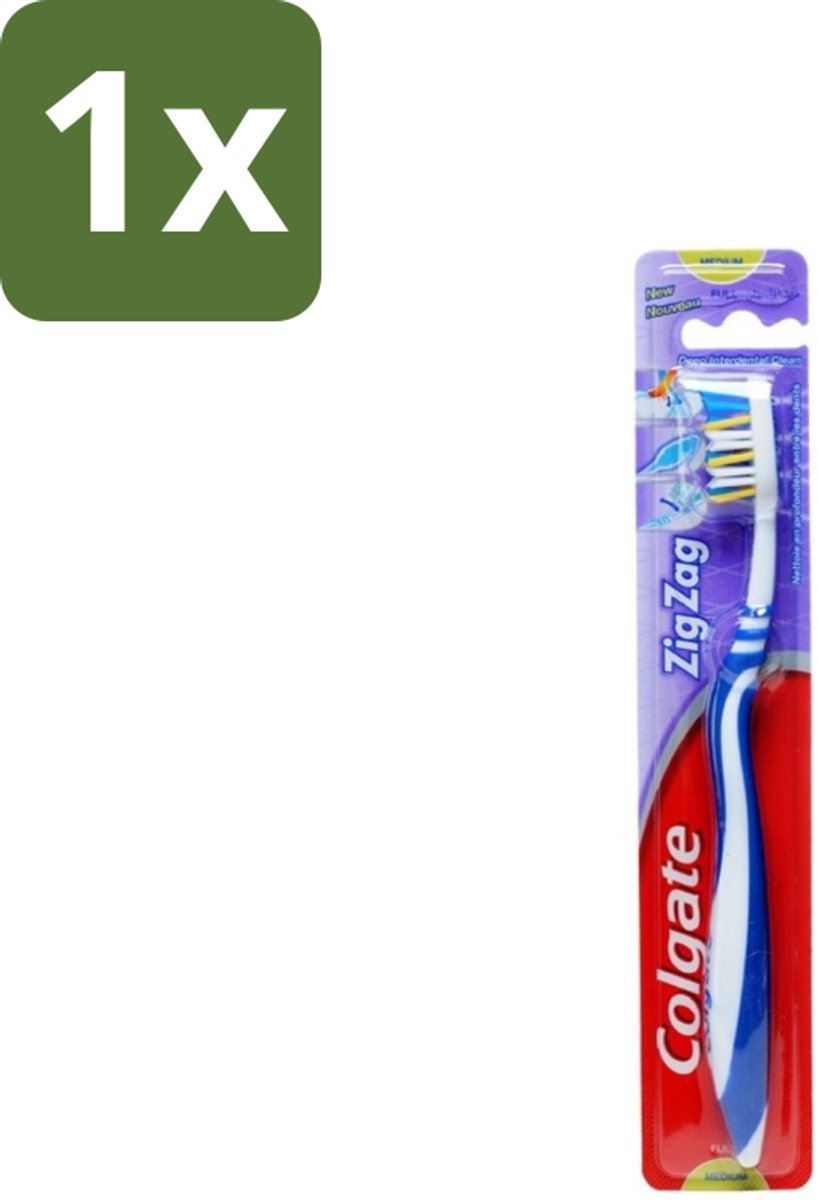 1 x Colgate - Tandenborstel - ZigZag Medium - 1 Tandenborstel - Tandenborstel - Reiniging - Tandplak - Mondhygiëne - Zigzag Borstelharen