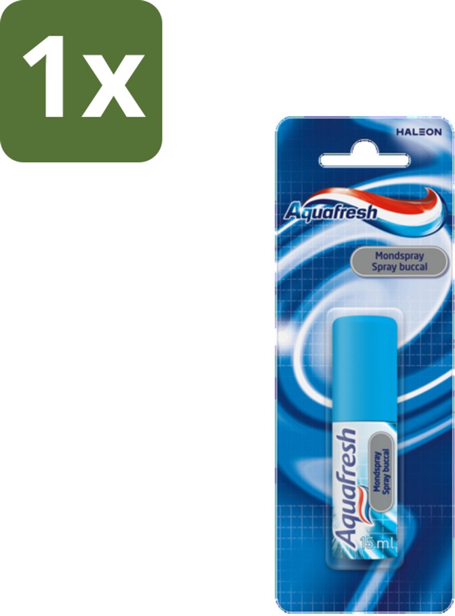 1 x Aquafresh Mondspray 15 ml - Mondverfrissend - Ademverfrissend - Antibacterieel - Mint - Mondspray