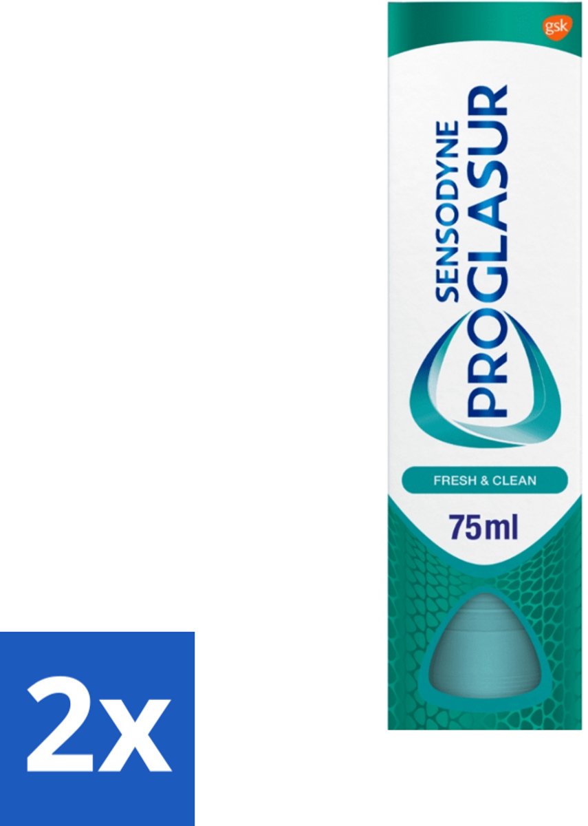 2 x Sensodyne - Tandpasta - Proglasur Fresh & Clean - Dagelijkse Bescherming - 75 ml - Tandpasta - Tanderosie - Glazuurslijtage - Bescherming Tegen Zuren - Gevoeligheid