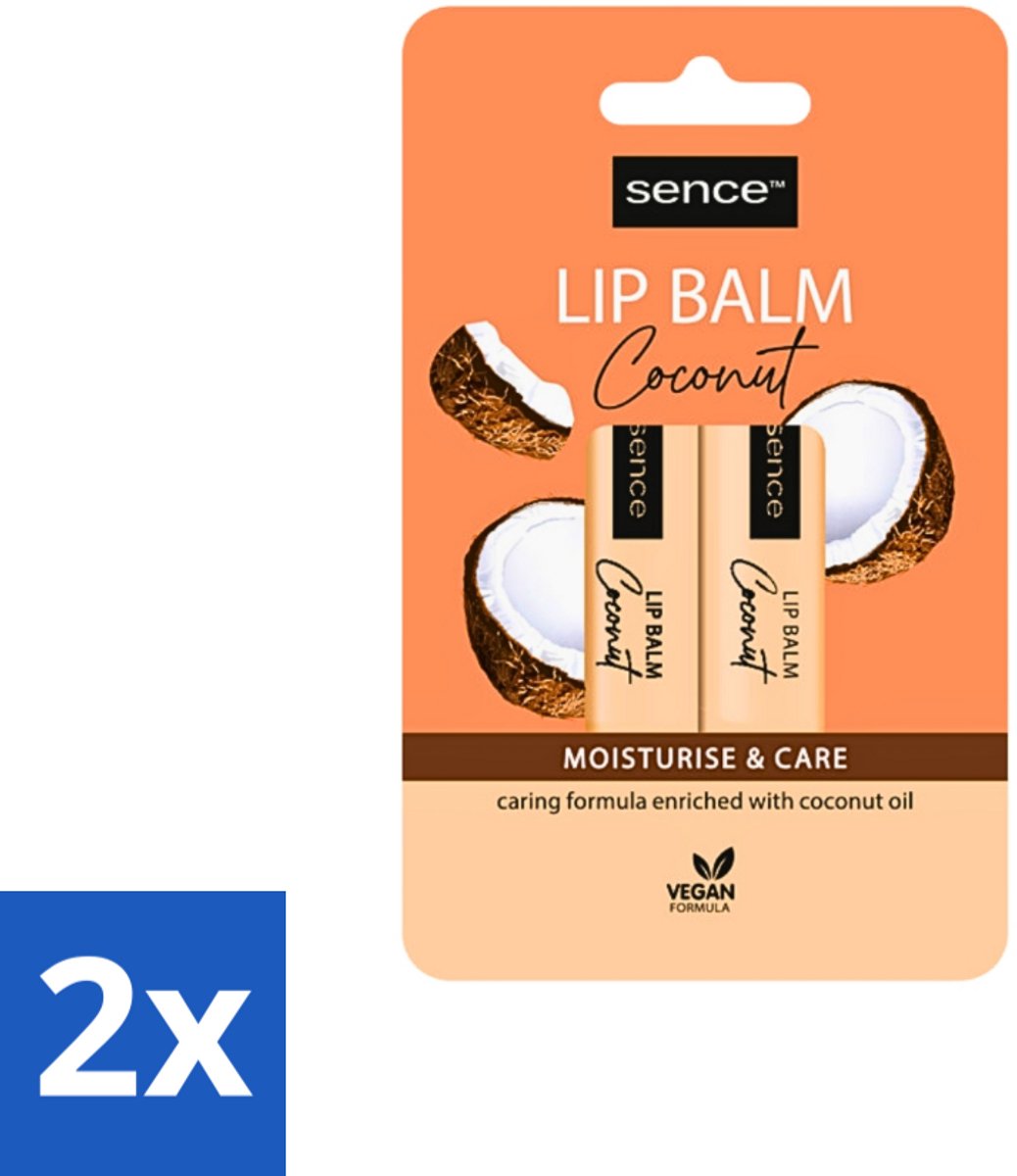 2 x Sence - Moisturise & Care - Lippenbalsem Duo - Verzorgend - 2 x 4,3 g - Lippenbalsem - Kokos - Lippenverzorging - Hydraatatie - Droge Lippen