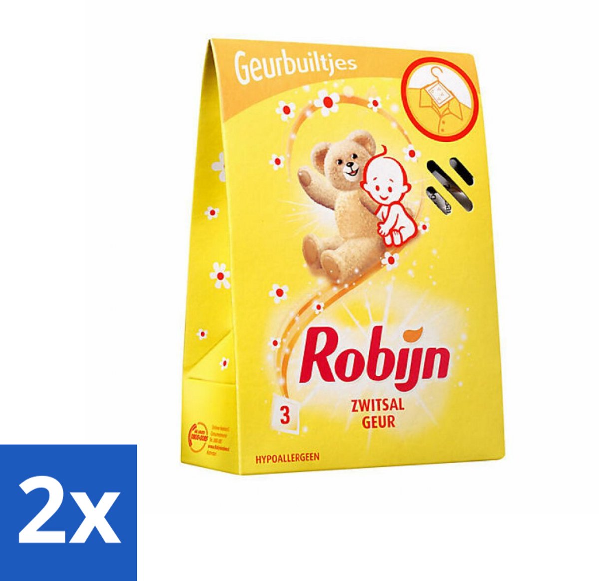 2 x Robijn Geurbuiltjes Zwitsal 3 stuks per verpakking - Zwitsal Geur - Babygeur - Geurbuiltjes - Kastgeur - Ladegeur