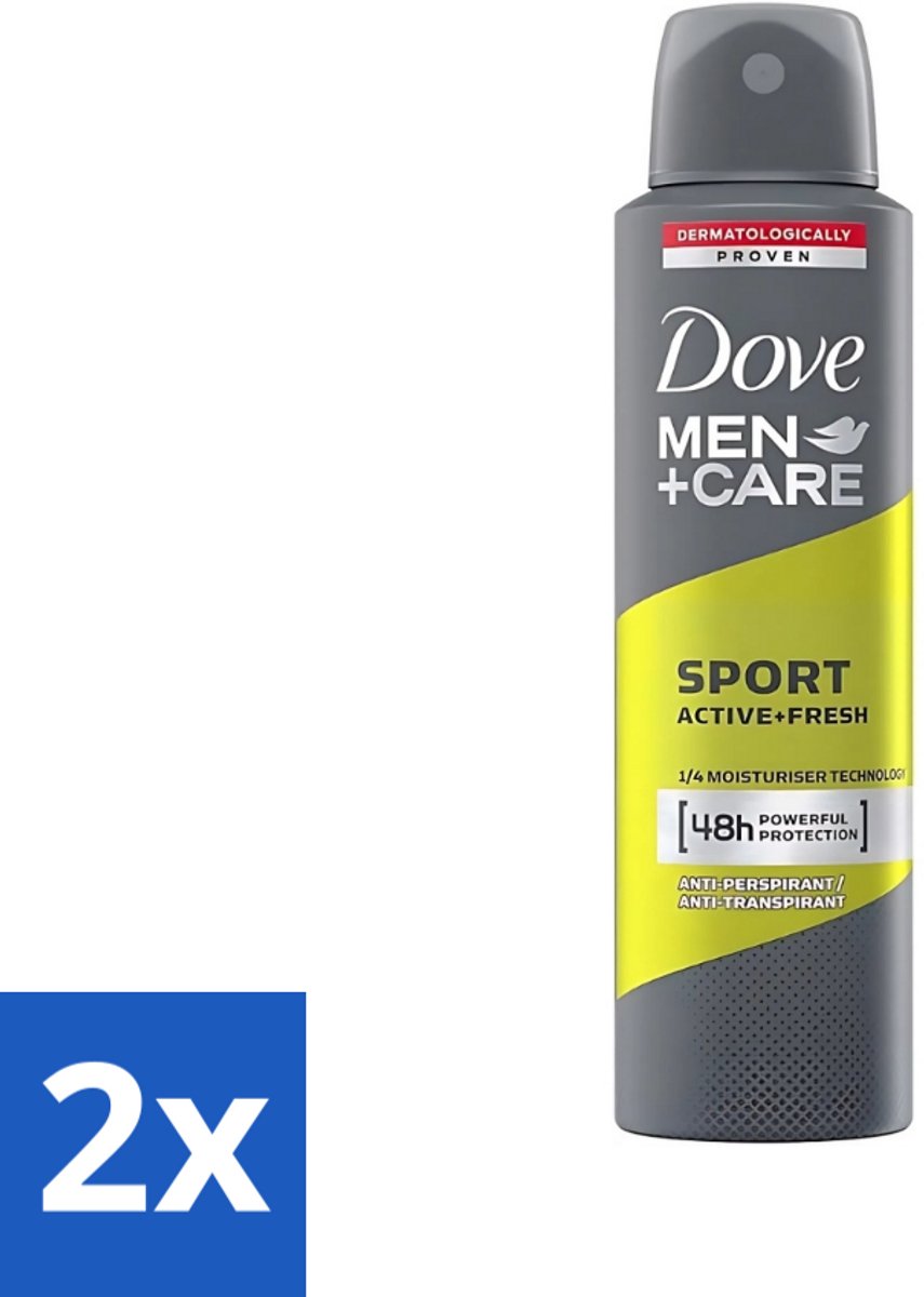 2 x Dove - Deodorant - Men Care Sport Active Fresh - Verfrissend en energiek - 150 ml - Sport Deodorant - Actieve Mannen - Zweetgeur - Frisse Geur - Deodorant Spray