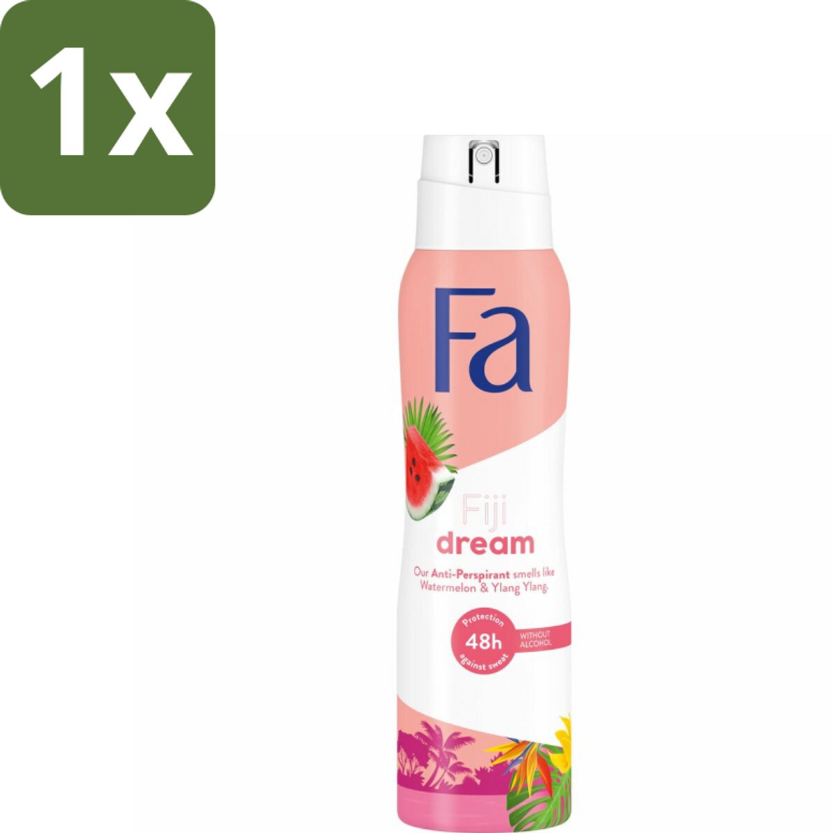 1 x Fa Deodorant Spray Fiji Dream 150 ml - Deospray - Anti-transpirant - 48 Uur Bescherming - Watermeloen - Ylang Ylang