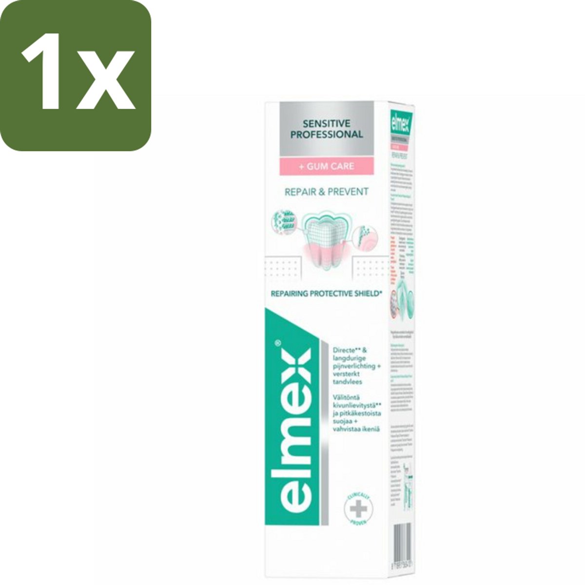 1 x Elmex Tandpasta Sensitive Professional Gum Care 75 ml - Gevoelige Tanden - Tandpasta - Gevoeligheid - Tandarts Aanbevolen - PRO-ARGIN Technologie