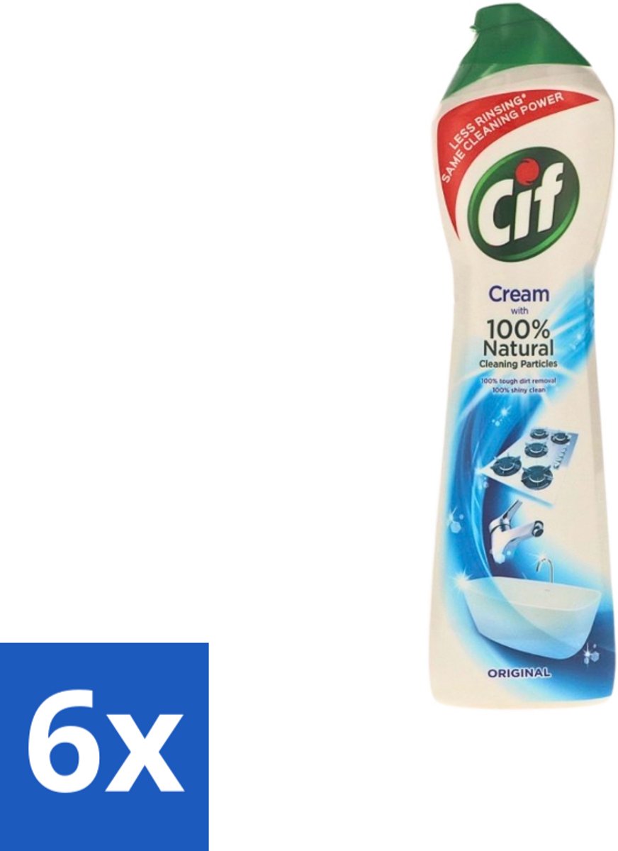 6 x Cif - Badkamer & Keuken - Cream - Verwijdert Hardnekkig Vuil - 500ml - Cif Cream - Reiniging - Vuil Verwijderen - Vet Verwijderen - Kalkaanslag Verwijderen