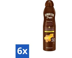 Hawaiian Tropic 6 x - Zonnebrand - Island Glow Dry Oil Continuous Spray SPF 30 - Hydraterend & Beschermend - 177 ml - Zonbescherming - Zonbrand Spray - Droge Olie - SPF 30 - Huidhydratatie