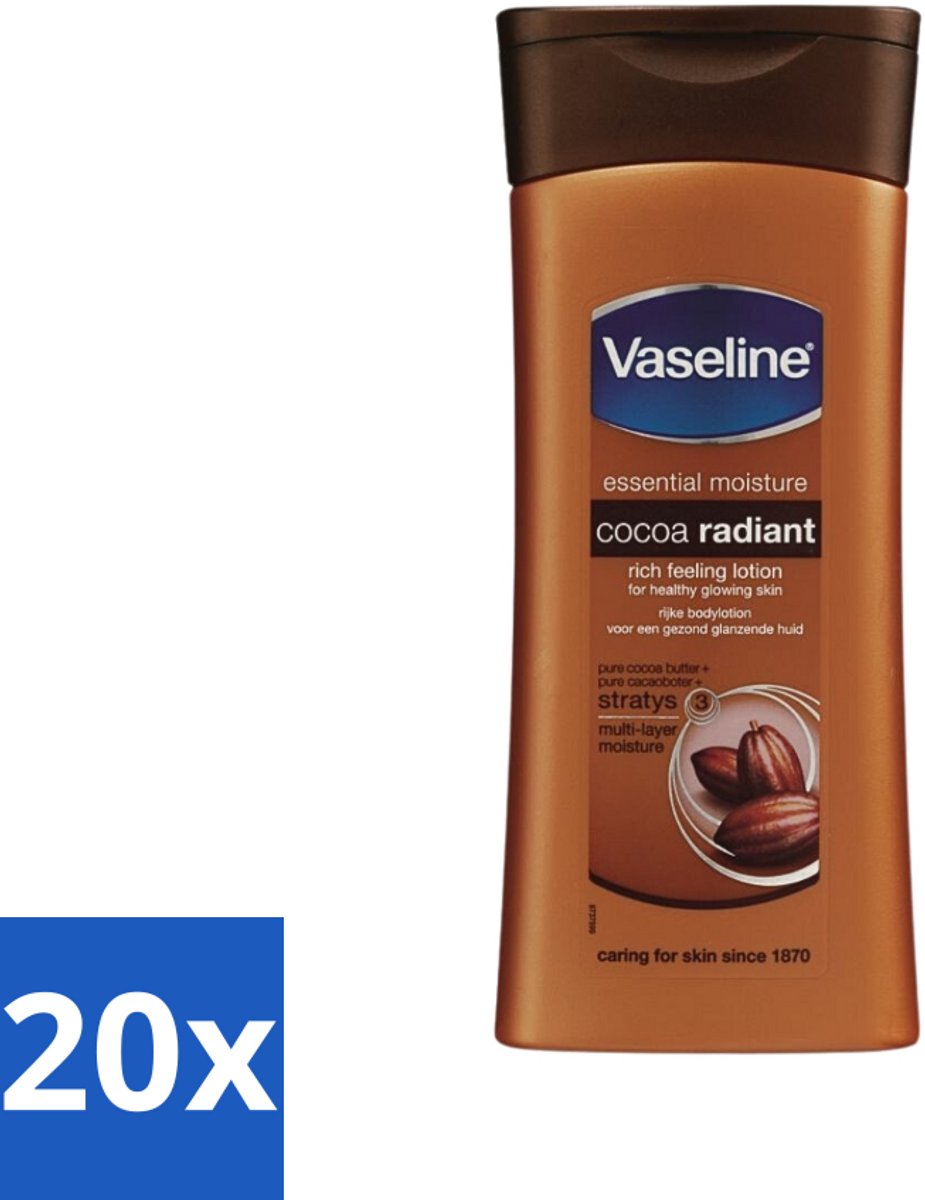 20 x Vaseline - Cocoa - Bodylotion - Voedend & Verzorgend - 400 ml - Bodylotion - Vochtige Huid - Droge Huid - Cacaoboter - Hydraterende Lotion