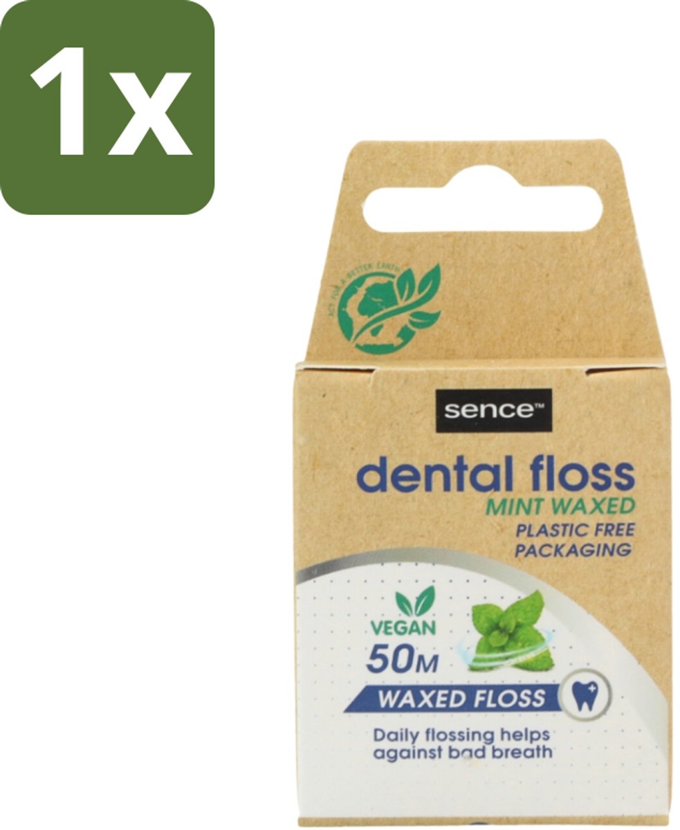 1 x Sence - Fresh Mint - Flosdraad - Verfrissend - 50 meter - Flosdraad - Mondhygiëne - Tanden Reinigen - Tandplak Verwijderen - Frisse Mond