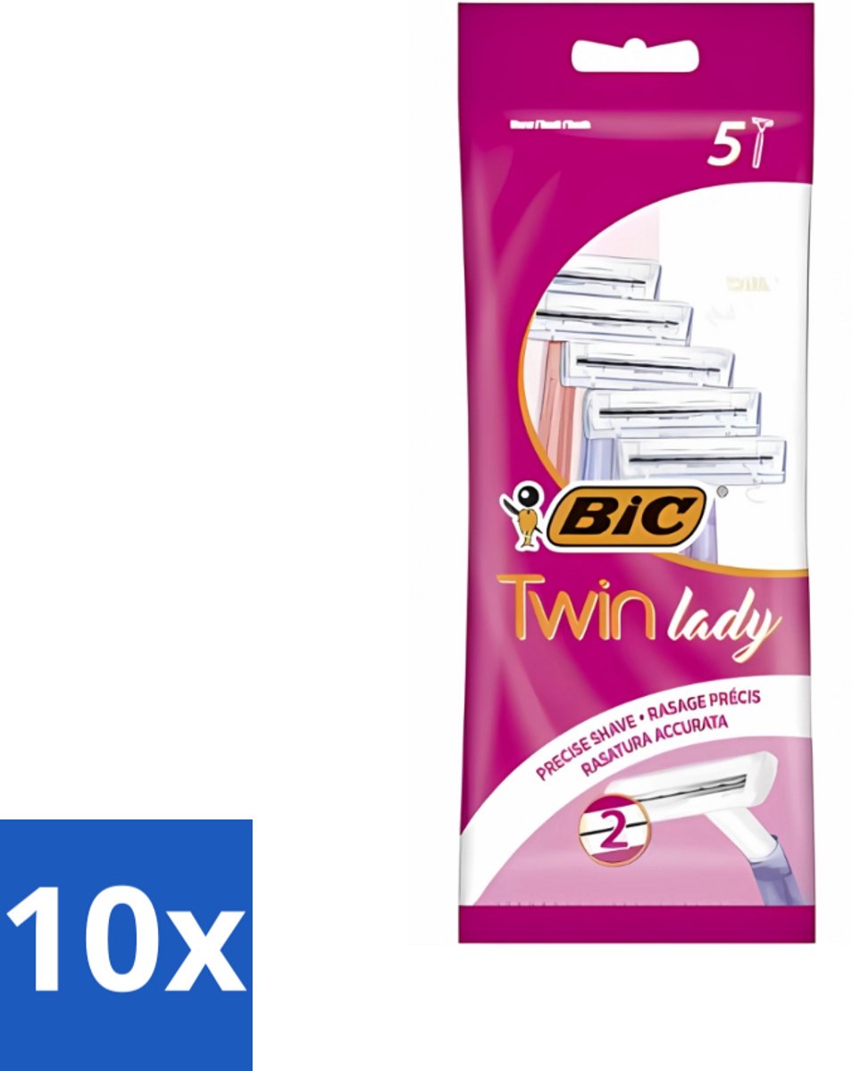 10 x Bic - Twin Lady - Scheermesjes - Dubbel Mesje - Wegwerpmesjes - 5 Scheermesjes - Scheermesjes - Wegwerpmesjes - Dubbel Mesje - Scheermesje - Vrouwelijke Scheermesjes