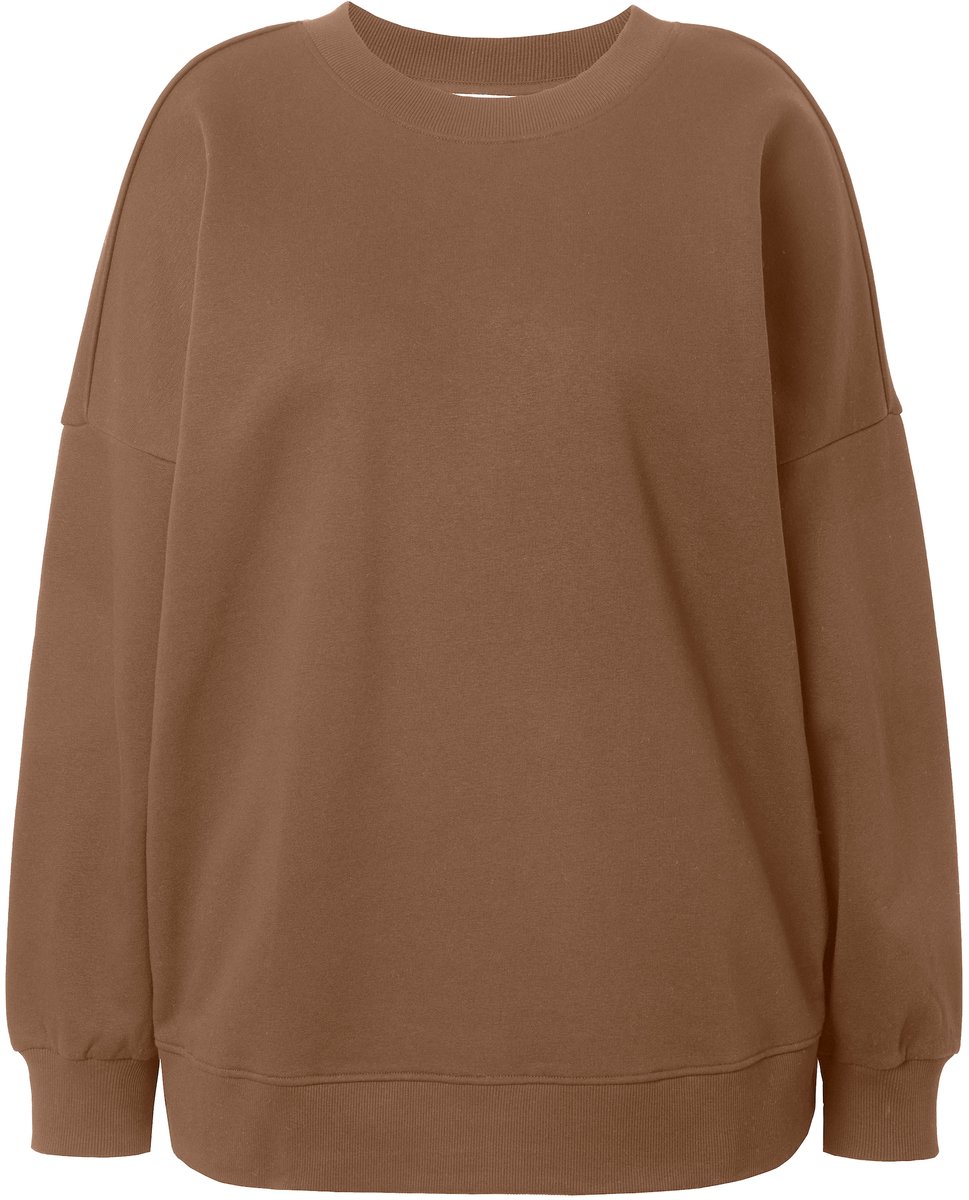 Studio Untold - Dames - Sweatshirt oversized model extra lang OEKO-TEX - Cacaobruin - Maat 46+