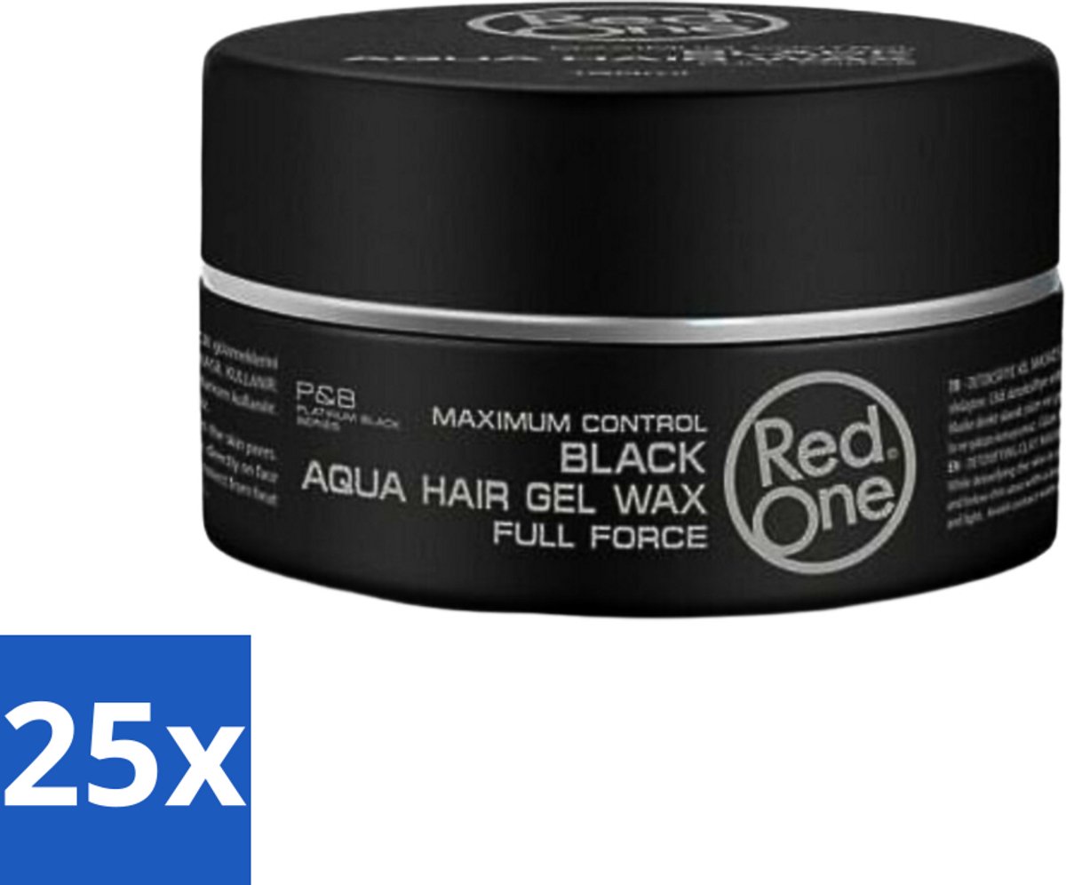 25 x Red One - Haarwax - Black - Aqua Hair Gel Wax - Voor Krachtige Fixatie & Glans - 150 ml - Haarwax - Haargel - Haargel Wax - Krachtige Fixatie - Glans