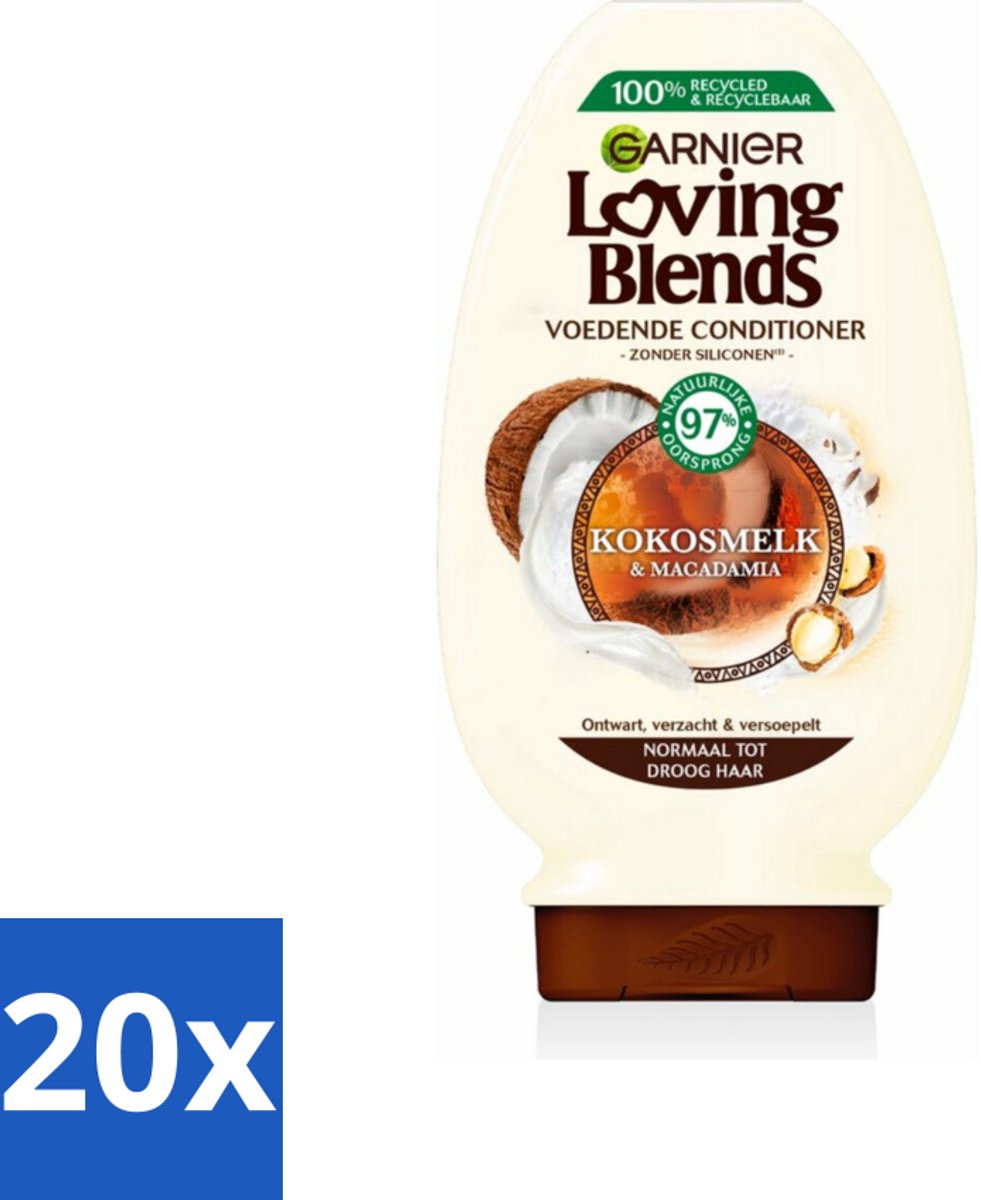 20 x Garnier Loving Blends Kokosmelk en Macadamia Conditioner 250 ml - Conditioner Kokosmelk Macadamia - Haartype Normaal Droog - Natuurlijke Voeding Haar - Kokosmelk En Macadamia - Vegan Haarverzorging