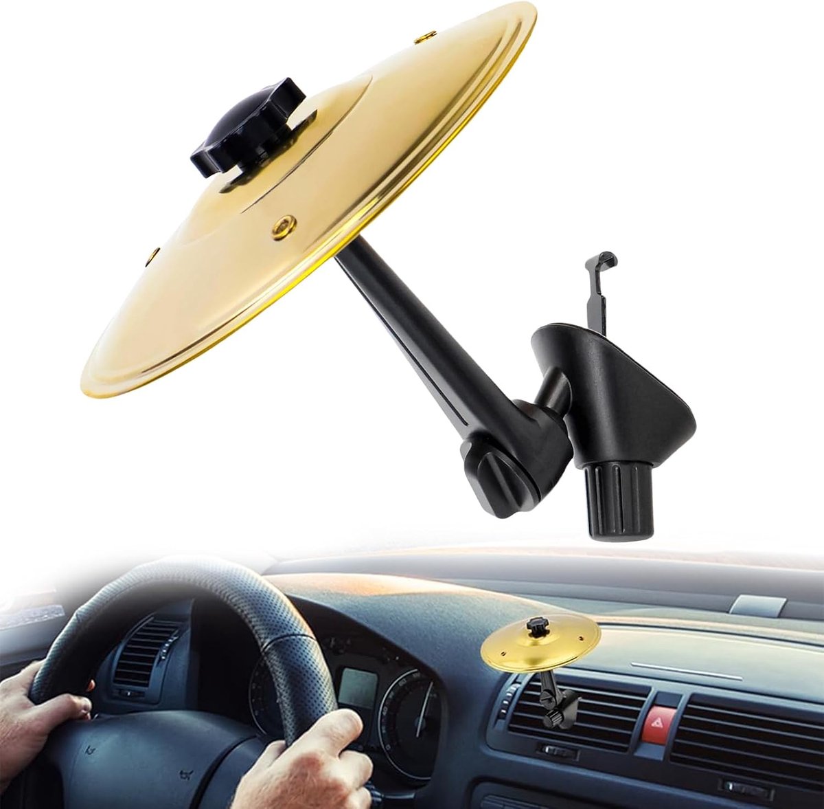 Mini Trommelset Met Bekken - Gouden Autodecoratie - Stuurwiel Drum Voor Auto-interieur - Autospelgoed
