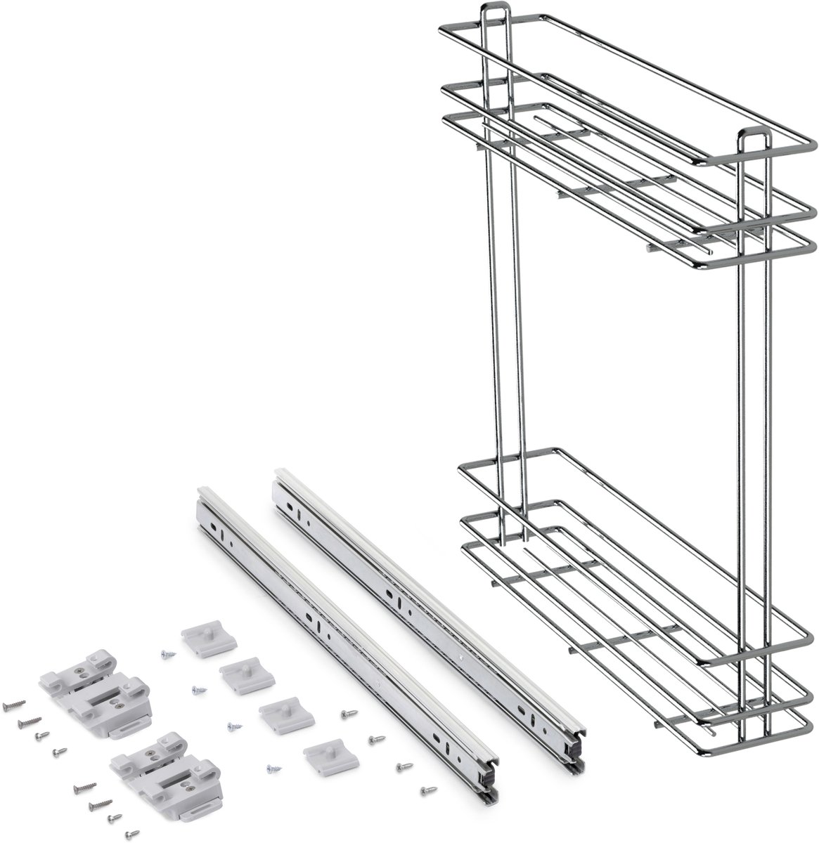 Emuca SupraMax uitschuifbaar flessenrek, module 150 mm, Staal, Verchroomd