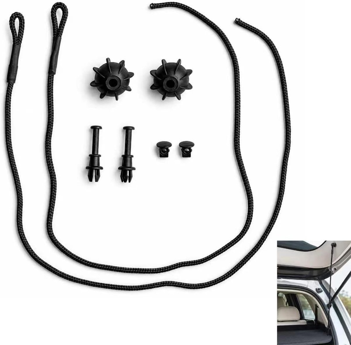 2 Piezas Cinta voor Maletero 45cm, Universele Correa voor Fijación, Cinturón voor VW Golf, Polo en Tiguan, Zwart en Duurzaam