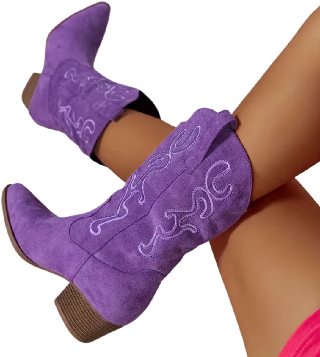 Currero Dames Cowboy Laarzen Hoge Hak Enkellaarzen Kniehoge Western Boots Chelsea 37 5 Paars