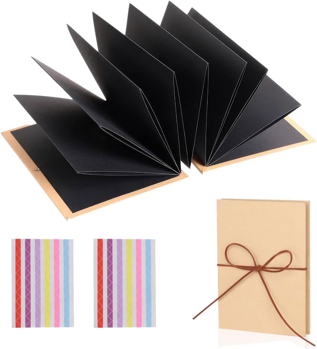 20 cm fotoalbum met zelfvormende bladen, zwart fotoboek als scrapbook, mini fotoalbum voor creatieve projecten en cadeaus voor verjaardagen, afstuderen of bruiloften