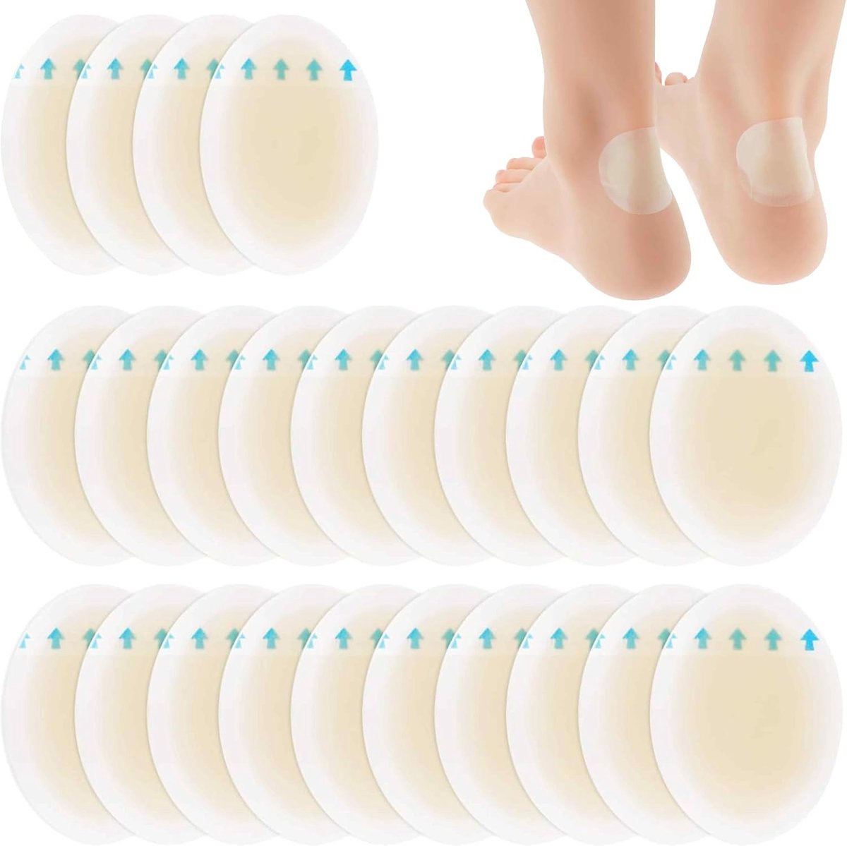 Set van 24 Hydrocolloïde Bladder Patches voor Blarenpreventie, Bescherming van Hielen en Voeten, Ideaal voor Tenen en Vingers