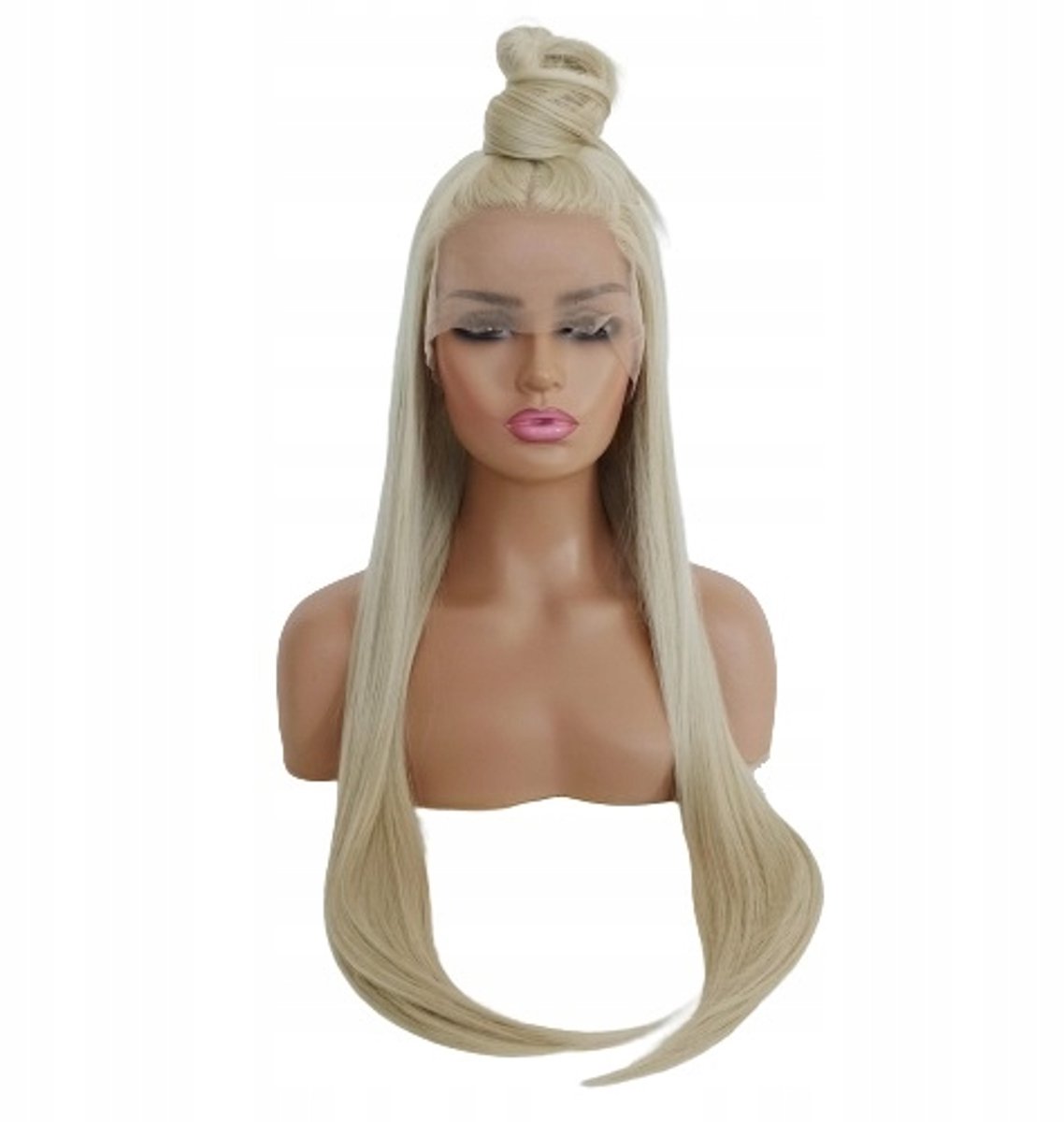 Merkloze Lace Front Pruik - Platina Blond, 40/55/80cm, 2 Pruikmutsen Gratis