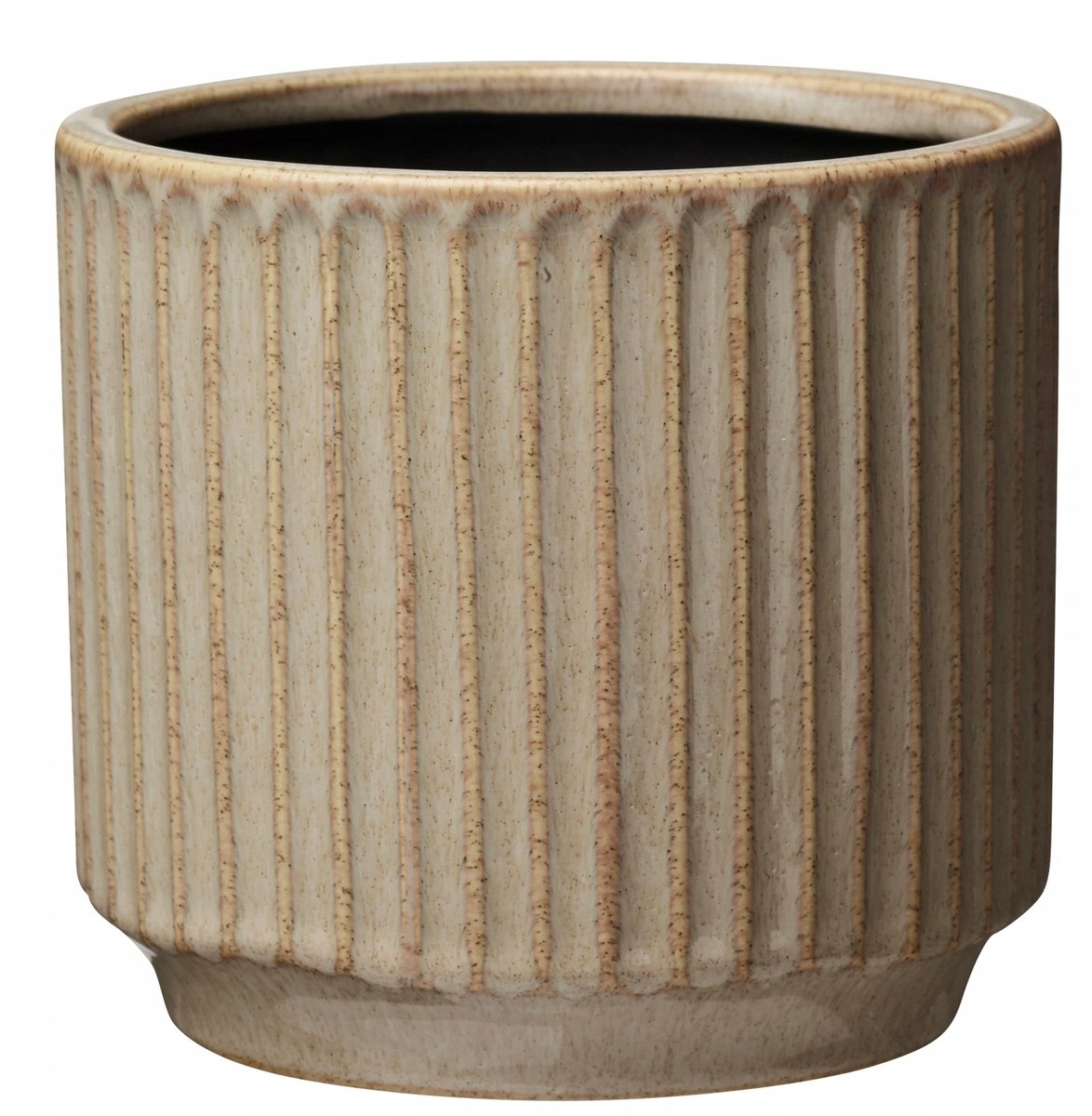 Merkloze Keramische Pot met Ribbeldecoratie - Beige Bloempot