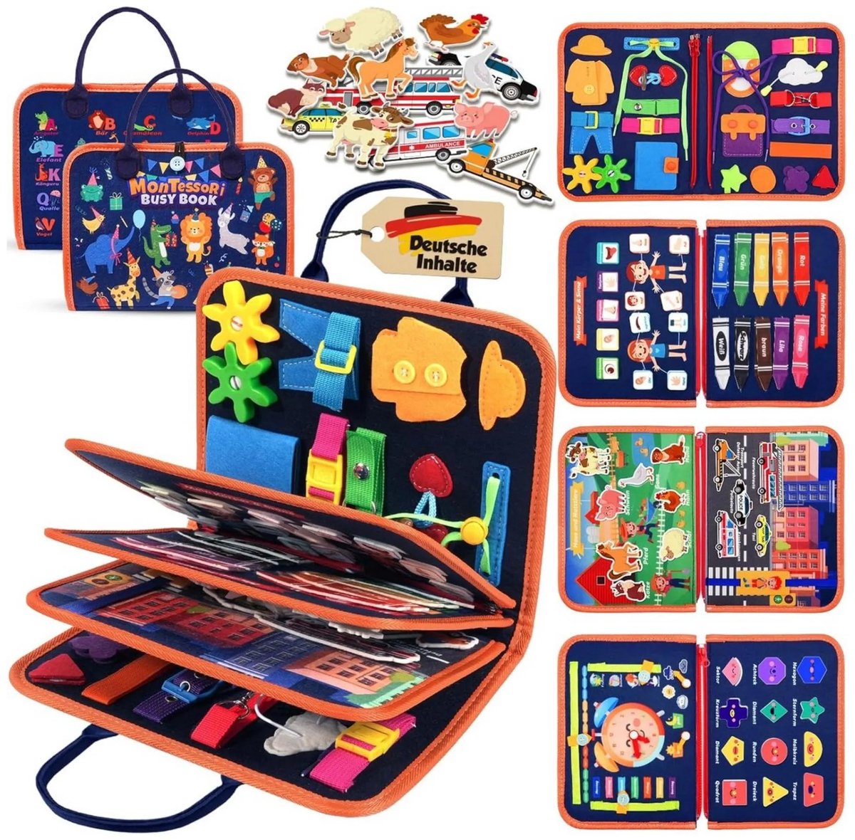 casalora - Busy Board Montessori-speelgoed vanaf 1 jaar – Activiteitenboek voor kinderen van 1, 2 en 3 jaar – Babyspeelgoedcadeau – Paascadeau voor kinderen (Meerkleurig)