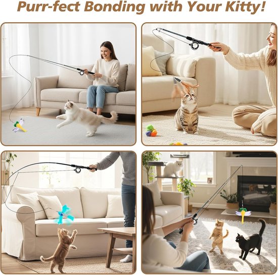 Kattenhengel - Bruin - 3 Stuks - Interactief Speelgoed - Voor Kittens en Katten — afbeelding 5