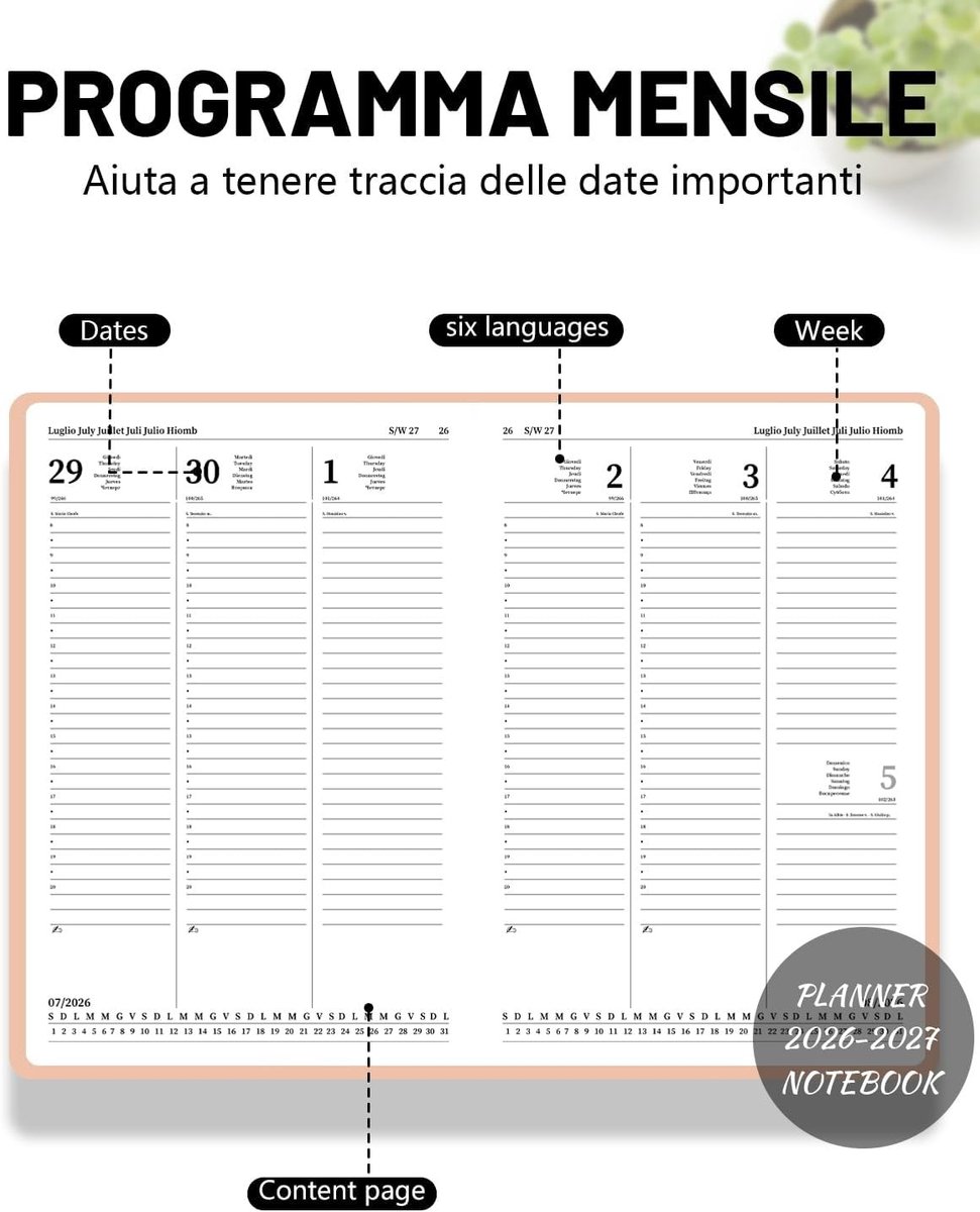 Weekplanner - Roze - A5 - PU-omslag met Elastische Sluiting - Voor Studenten en Professionals