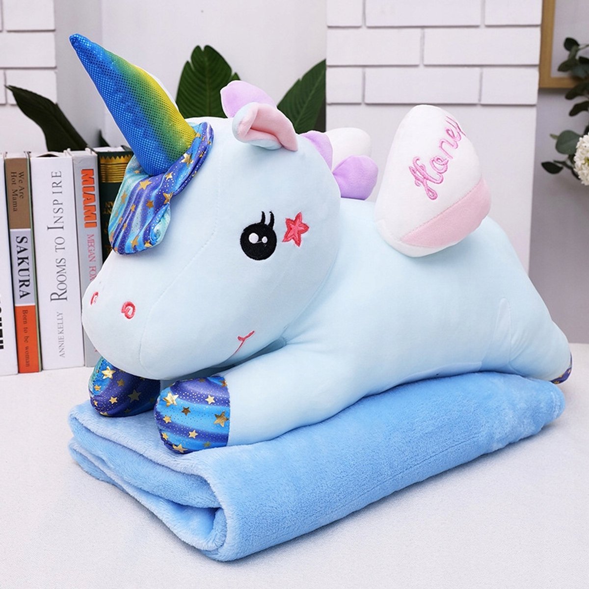 Eenhoorn Knuffel met Dekentje - 3-in-1 knuffel